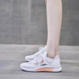 Mesh Lace-Up Sneakers for Women Lightweight Breathable Non-Slip Soft And Comfortable Shoes For Walking Running Jogging Exercise Gym and Outdoor Office Casual Shoes - White