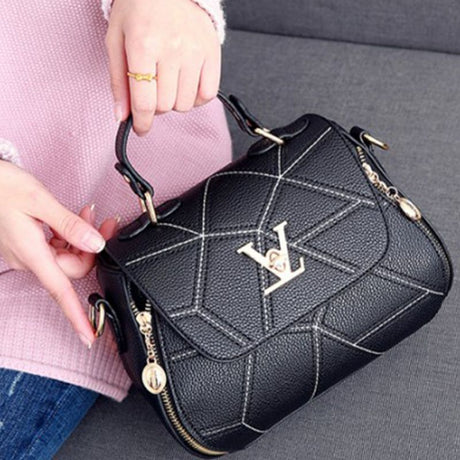 V-Shaped Black Handbag: Stylish, Compact, Versatile, Fashionable Statement - Shop N Save