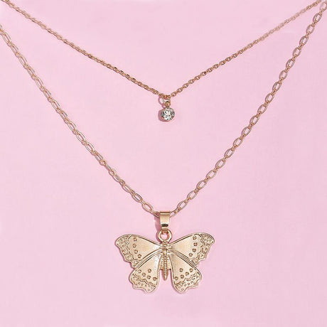 Butterfly Pendant Necklace - Versatile, Multi-Layer - Shop N Save
