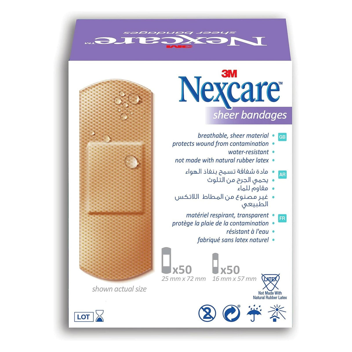 658-100 Nexcare Sheer Bandages, Assorted, 100/Box