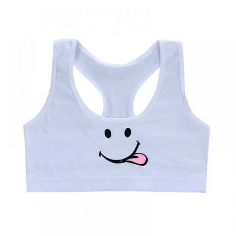 Women Sport Training Bra Cartoon Smiley - White - Shop N Save
