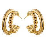 S925 Special-interest Design Simple Hemp Rope Double C Asymmetric Trending Earrings Ear Clip