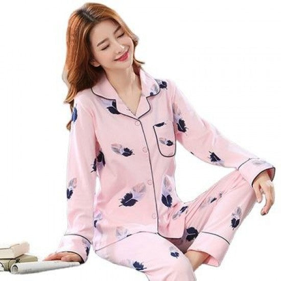 Printed Pajamas Set For Women Sleepwear Homewear Nightwear