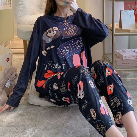 2 PCS NIGHTWEAR PAJAMA SHORTS SETS FOR WOMEN SLEEPWEAR BLACK