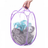 Baby Clothes Basket Basket - Newborn Infant Large Folding Hamper Clothes Basket Dirty Clothes Storage Net Basket For Kids (L 47 - W 32 - H 32 CM) - Orange - Shop N Save
