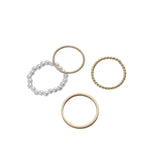Plain Pearl Overlapping Ring Set - Fashionable Women's Party Jewelry - Shop N Save