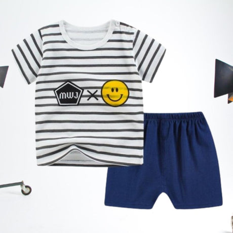 Children’s Short-Sleeved T-Shirt Set Summer New Born Baby Boys And Girls T-Shirt Matching Set - Shop N Save