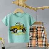 Cartoon Print Newborn Cotton Short Sleeve T-Shirt And Shorts Set - Shop N Save