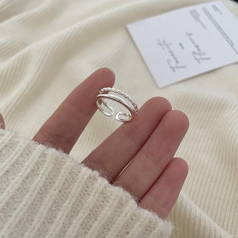 INS Style Irregular 925 Sterling Silver Stacking Rings For Women, Simple Non-Fading Versatile Finger Rings