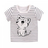 3-6 Months Infant Baby Boy T-Shirt - Newborn Baby Girls Cartoon Print Short Sleeves Round Neck T-Shirt For Kids - Black And White - Shop N Save