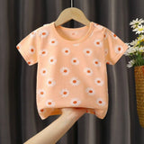 New Born Pure Cotton Short-Sleeved T-Shirt 0-7 Months Old - Orange - Shop N Save