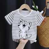 3-6 Months Infant Baby Boy T-Shirt - Newborn Baby Girls Cartoon Print Short Sleeves Round Neck T-Shirt For Kids - Black And White - Shop N Save