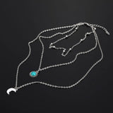 IPARAM Bohemian Crescent Necklace: Vintage Green Stone Pendant for Women - Shop N Save