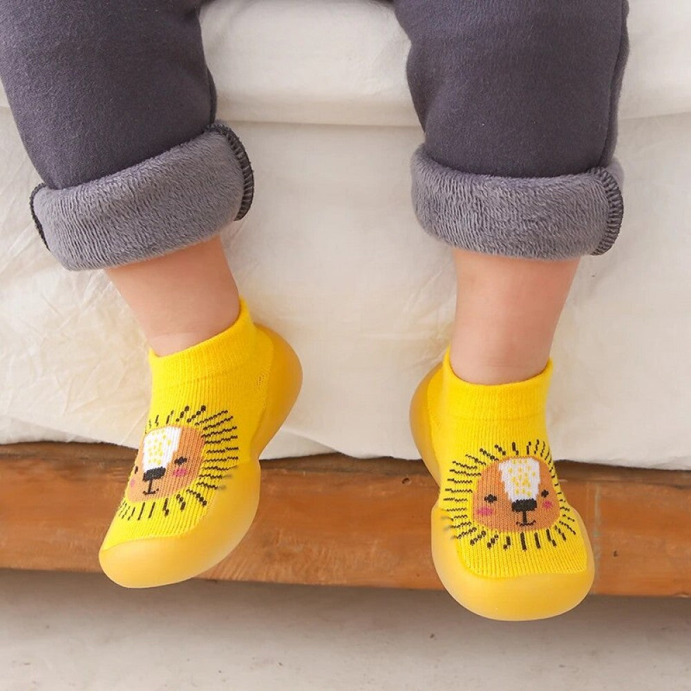 Newborn Infant Cartoon Design Socks Shoes For Kids Baby Girls - Breathable New Stylish Fashion For Boys Children - Soft Cotton Shoes - Brown - Shop N Save
