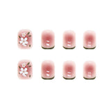 24pcs Glossy Camellia False Nails: Short Blush Design for Women - Shop N Save