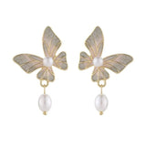 Korean Butterfly Clip-Ons: Freshwater Pearl Non-Pierced Earrings - Shop N Save