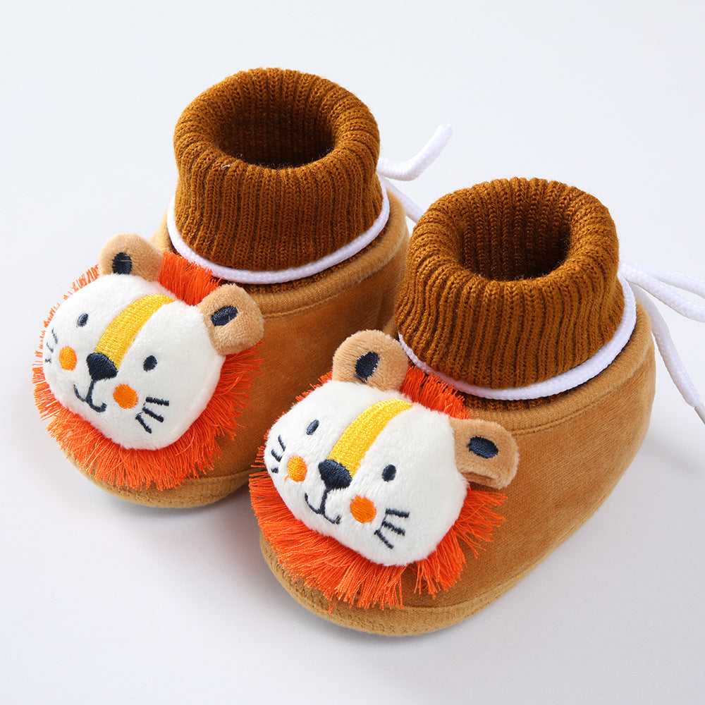 Cute High-Top Baby New Born Velvet Thickened Warm Cotton Shoes - Pink - Shop N Save