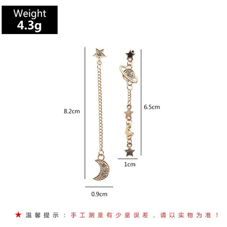 Copper Star &amp; Moon Tassel Earrings - Unique Fashion Jewelry