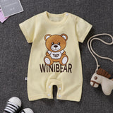 Pure Cotton Short-Sleeved Newborn Baby Jumpsuit - Yellow - Shop N Save