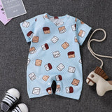 Pure Cotton Short-Sleeved Newborn Baby Jumpsuit - Blue - Shop N Save