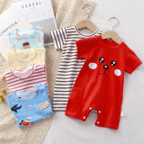 Pure Cotton Short-Sleeved Newborn Baby Jumpsuit - White - Shop N Save