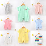 Baby jumpsuit short-sleeved summer newborn romper - blue - Shop N Save