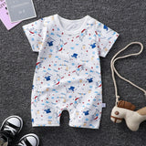 Pure Cotton Short-Sleeved Newborn Baby Jumpsuit - Blue - Shop N Save