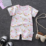 Newborn pajamas pure cotton short-sleeved baby jumpsuit - White - Shop N Save