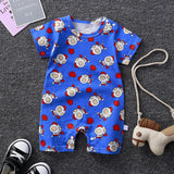 Newborn Pajamas Pure Cotton Short-Sleeved Baby Jumpsuit - Blue - Shop N Save