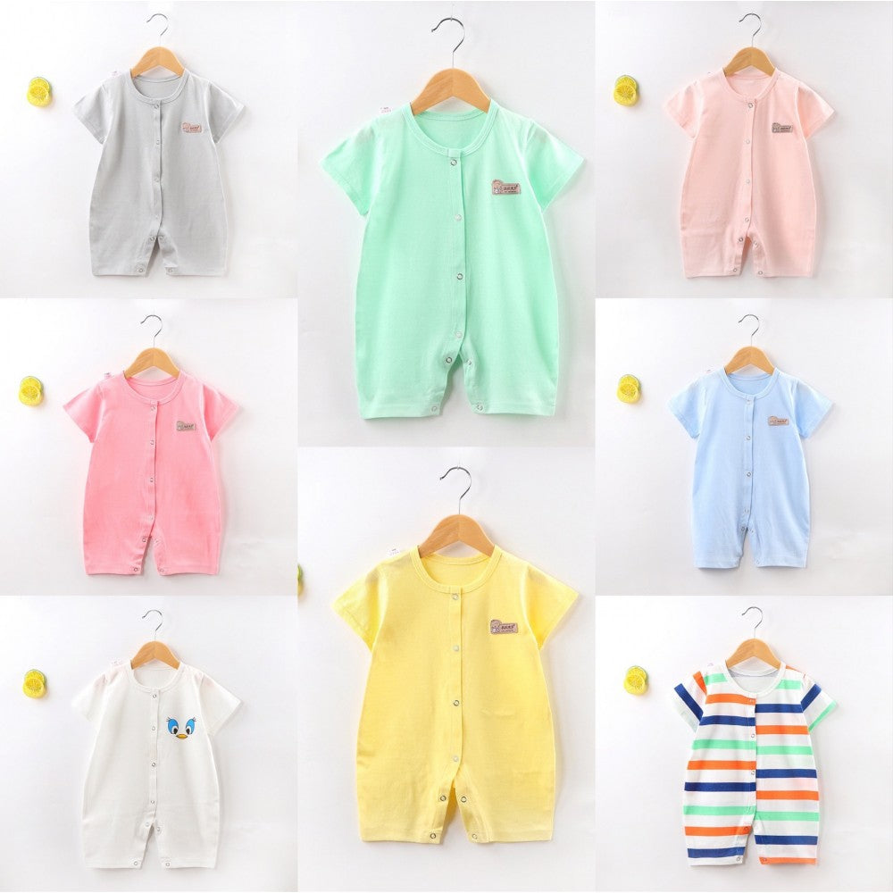 Baby Jumpsuit Short-Sleeved Summer Newborn Romper - white - Shop N Save
