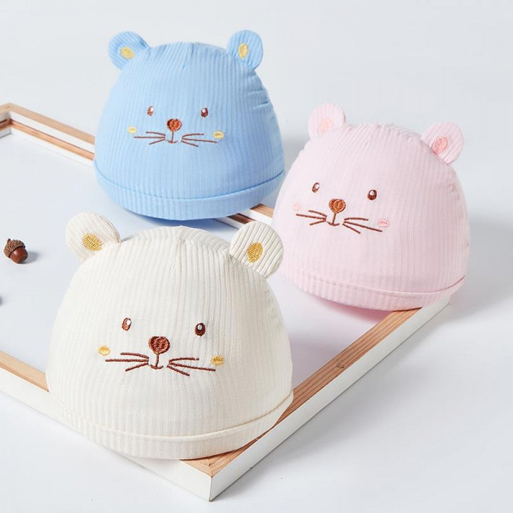 Newborn baby embroidery fetal winter cap - White - Shop N Save