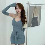 Women Mini Dresses - Slim Design Hot Girls Pure Soft Cotton Club Leisure Vestidos Personality Hollow Outfit Dress - Black