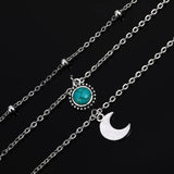 IPARAM Bohemian Crescent Necklace: Vintage Green Stone Pendant for Women - Shop N Save