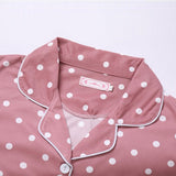 2Pcs Checked Printed Pajama Set - Solid Color Round Collar Neck Long Sleeves With Trouser Sleepwear For Women Nightwear - Dark Blue