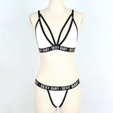 V Neck Bikini Set Beachwear For Women - White - Shop N Save