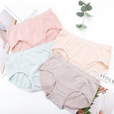 4 Pcs Cotton Underwear Antibacterial Mid Waist Panties - Multicolor - Shop N Save