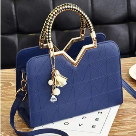 Blue Geometric Handbag: Stylish, Casual, Adjustable, Modern Fashion Charm - Shop N Save