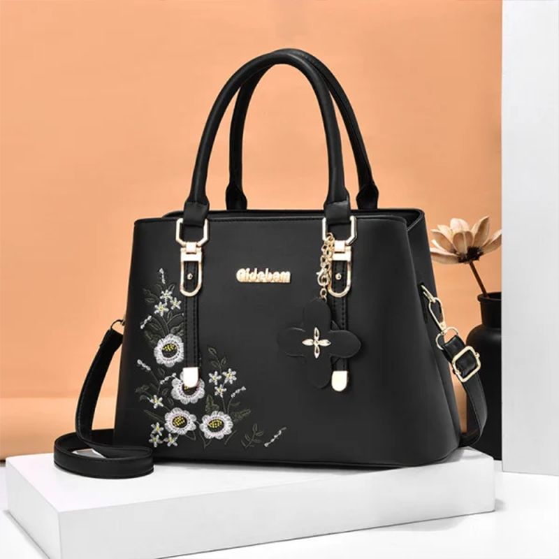 Floral Embroidered Handbag: Stylish, Adjustable Strap, Zip Closure, Quality - Shop N Save