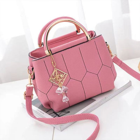Pink Geometric Handbag: Chic, Tassel Detail, Casual Style for Girls - Shop N Save