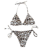 Leopard Print Swimsuit Three Point Suspender Bikini Women - Shop N Save