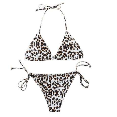 Leopard Print Swimsuit Three Point Suspender Bikini Women - Shop N Save