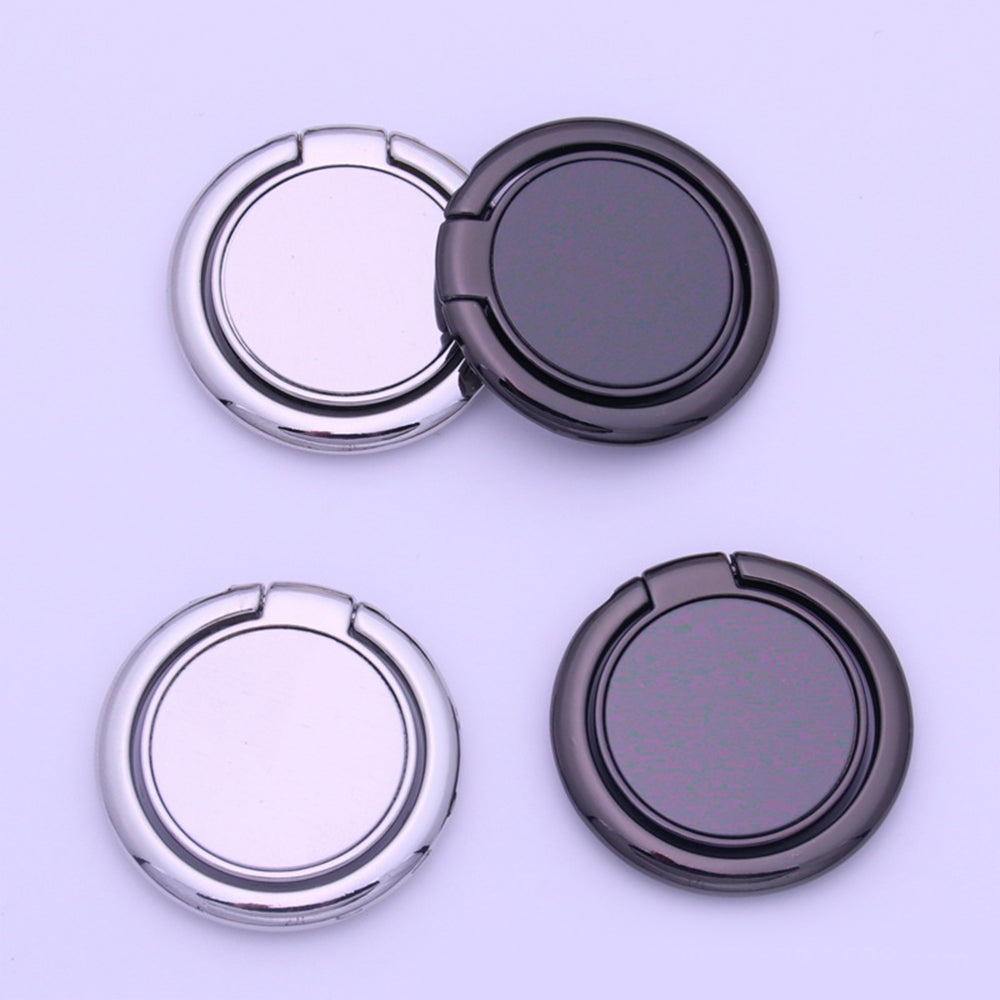 1PC Magnetic Ring Mobile Phone Holder - Solid Color Ring Bracket Alloy Phone Fastened Ring 360 Rotating Desktop Stand - Shiny Silver
