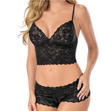 Two Piece Lingerie Set Women Lace See-Through - Black - Shop N Save