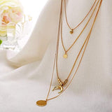 Shining Diva Golden CZ Neckpiece: Multilayer Western Chain for Women - Shop N Save