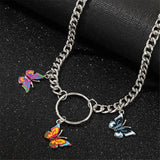 Boho Silver Choker: Punk Collar with Butterfly Pendant - Shop N Save