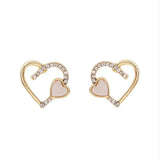 Double Heart Studs: Exquisite Zircon Wedding Earrings for Women - Shop N Save