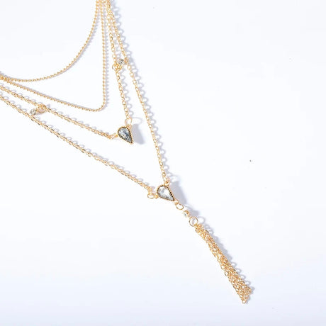 Bohemia Tassel &amp; Geometric Necklace: Multilayer Water Drop Choker for Women - Shop N Save