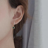 Square Green Zircon Studs: Pearl Earrings for Women's Glam - Shop N Save
