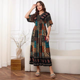 Womens Casual Modest Floral-print Dress