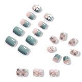 24Pcs Sky Blue Cloud Acrylic Nails: Short, Heart Decal Press-On - Shop N Save